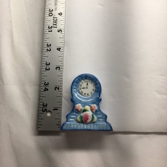Vintage H Kato Mantle Clock Figurine Ceramic Porcelain Occupied Japan 2.5" Tall - Picture 14 of 15